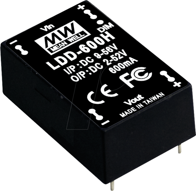 MW LDD-350HW - LED-Trafo, 2 - 52 V, 350 mA, mit Litzen