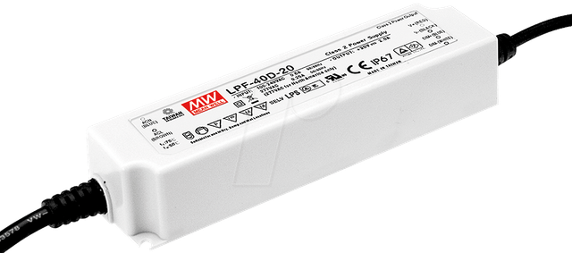 MW LPF-40-12 - LED-Trafo, 40 W, 12 V DC, 3340 mA
