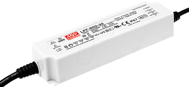MW LPF-60D-24 - LED-Trafo, 60 W, 24 V DC, 2500 mA, dimmbar, 3-in-1
