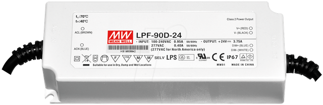 MW LPF-90-24 - LED-Trafo, 90 W, 24 V DC, 3750 mA