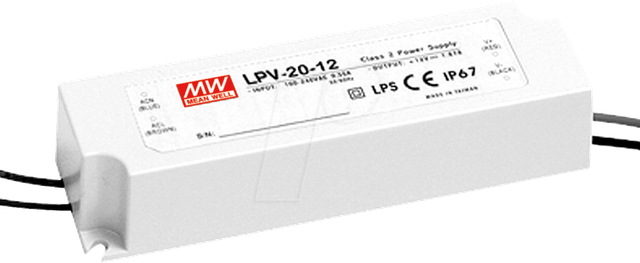 MW LPV-20-24 - LED-Trafo, 20 W, 24 V DC, 840 mA