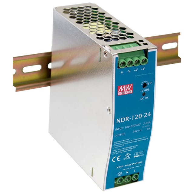 MW NDR-120-12 - Schaltnetzteil, Hutschiene, 120 W, 12 V, 10 A