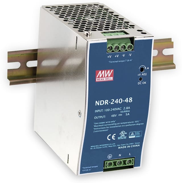 MW NDR-240-48 - Schaltnetzteil, Hutschiene, 240 W, 48 V, 5 A