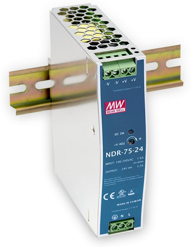 MW NDR-75-24 - Schaltnetzteil, Hutschiene, 76,8 W, 24 V, 3,2 A