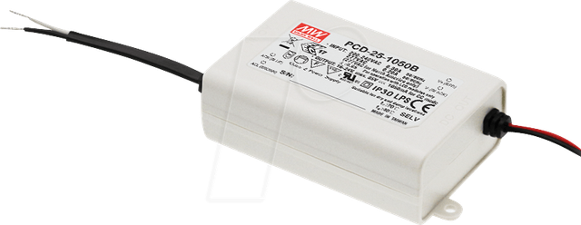 MW PCD-25-350B - LED-Trafo, 20 W, 40 - 58 V DC, 350 mA, AC-Dimmung