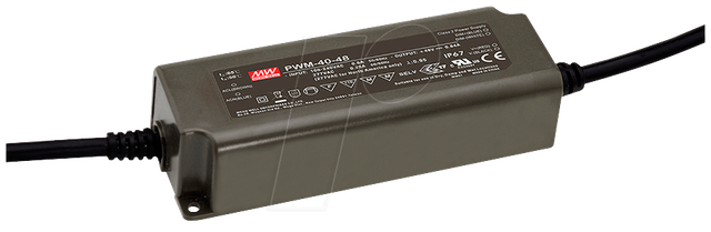 MW PWM-40-24 - LED-Trafo, 40 W, 24 V DC, 1670 mA, dimmbar