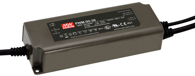 MW PWM-90-24 - LED-Trafo, 90 W, 24 V DC, 3750 mA, dimmbar