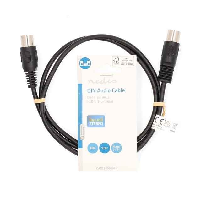 N CAGL20000BK10 - Audio Kabel, 5-pol DIN Stecker, 1 m