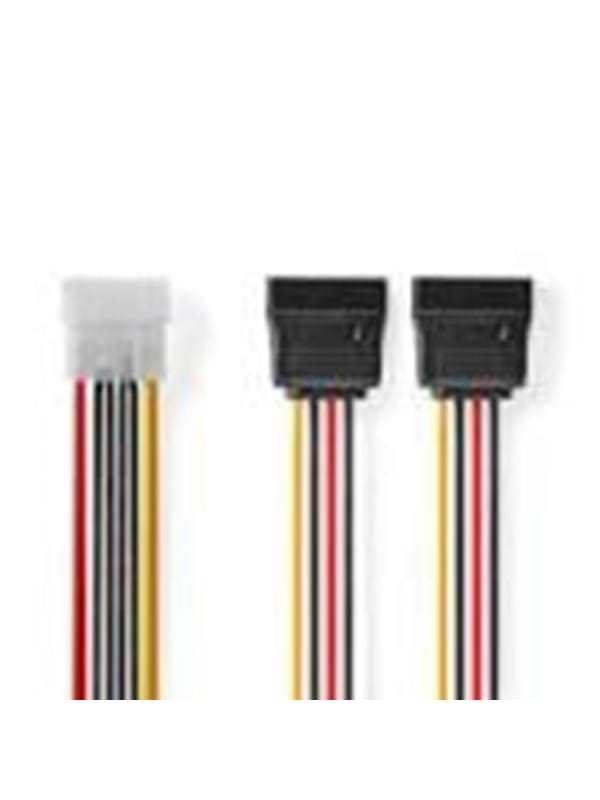 N CCGB73520VA015 - Interne Stromkabel Molex Stecker > 2x SATA 15-Pin-Buchse, 0.15m