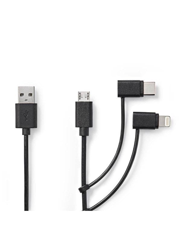 N CCGL60620BK10 - USB 2.0 Kabel, A-Stecker > B-Stecker/C-Stecker/Apple 8-Pin, 1m