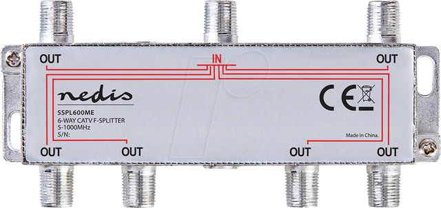 N SSPL600ME - CATV-Splitter, 5 - 1000 MHz, Ausgänge: 6, Zink