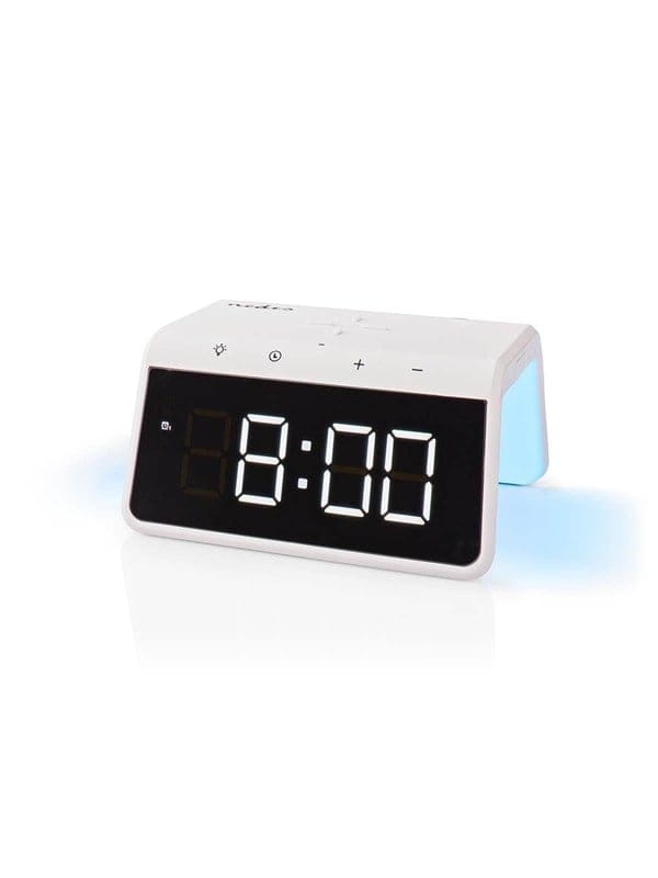 N WCACQ30WT - Wecker Kabelloses Ladegerät, USB-A Stecker, Nachtlicht, Snooze