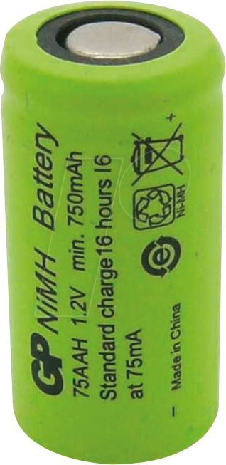 NH GP 75AAH - Industriezelle, NiMh, 2/3 AA, 1,2 V, 750 mAh, Flat Top