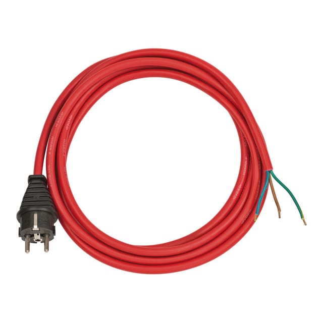 NKBS H05RR-F 3M - Netzkabel, Schutzkontaktstecker, 3 m, rot, offenes Ende