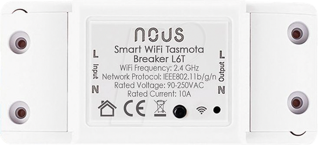 NOUS L6T - 1 Kanal WLAN Schaltaktor, Tasmota