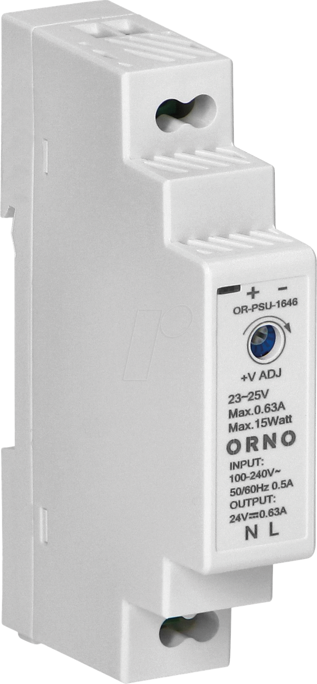 ORNO PSU-1646 - Schaltnetzteil, Hutschiene, 15 W, 24 V, 0,63 A