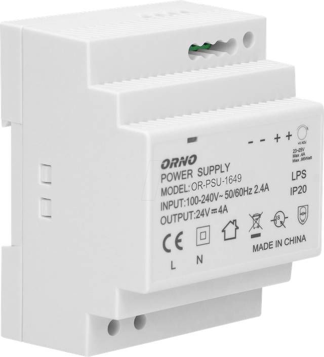 ORNO PSU-1649 - Schaltnetzteil, Hutschiene, 100 W, 24 V, 4 A