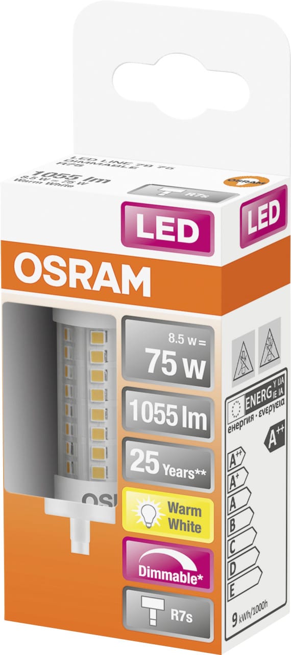 OSR 075432512 - LED-Lampe SUPERSTAR R7S, 8,5 W, 1055 lm, 2700 K, dimmbar, 78 mm