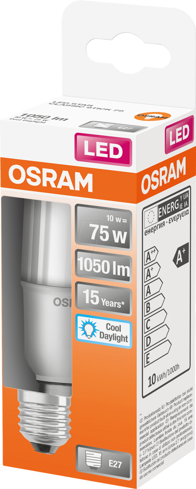 OSR 075466258 - LED-Lampe STAR STICK E27, 10 W, 1100 lm, 6500 K