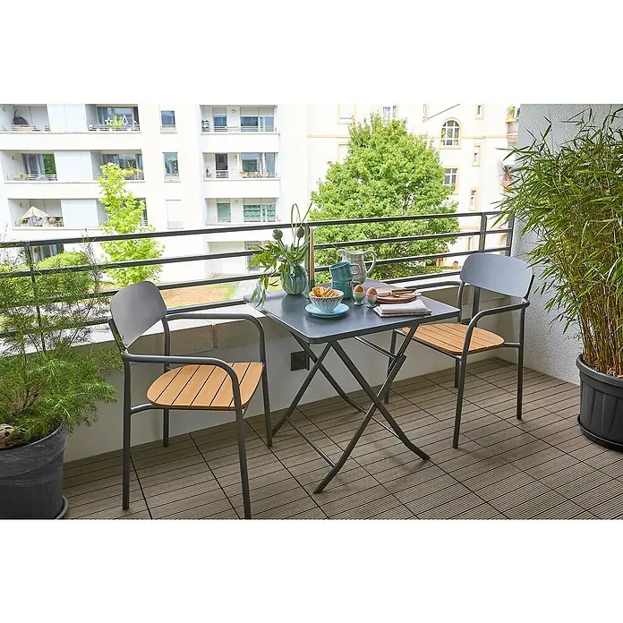 Sunfun Balkonmöbel-Set Maja/Gastro (3 -tlg., Polywood, Night-Grey/Anthrazit)