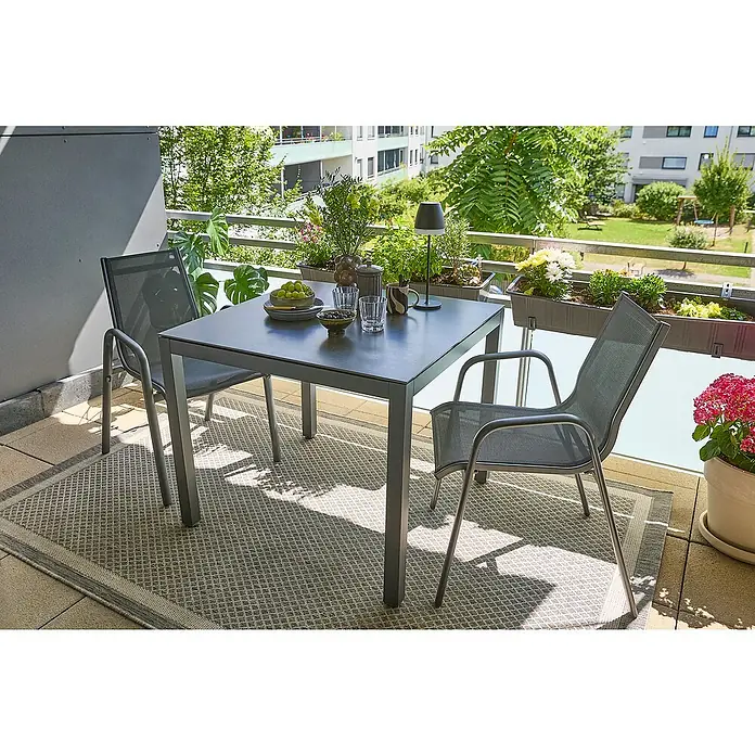 Sunfun Balkonmöbel-Set Maja/Gastro (3 -tlg., Sintered Stone, Grau, Gartenstuhl stapelbar)