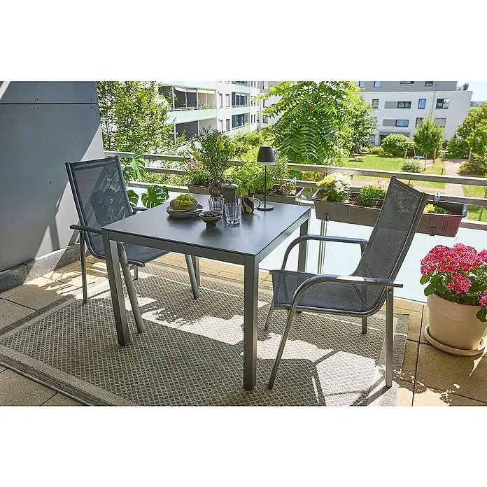 Sunfun Maja Balkonmöbel-Set I (3 -tlg., Sintered Stone, Grau, Gartenstuhl stapelbar)