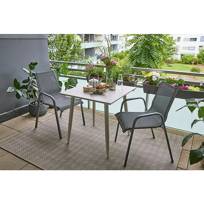 Sunfun Balkonmöbel-Set Solo/Gastro (3 -tlg., Sintered Stone, Night-Grey/Light-Greige, Gartenstuhl stapelbar)