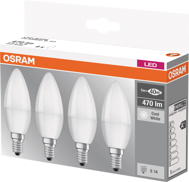 OSR 405807581961 - LED-Lampe BASE E14, 5 W, 470 lm, 4000 K, 4er-Pack