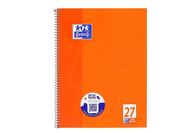 OXFORD 100050360 - Collegeblock A4+ liniert, Rand recht/links, 80 Blatt, gelocht
