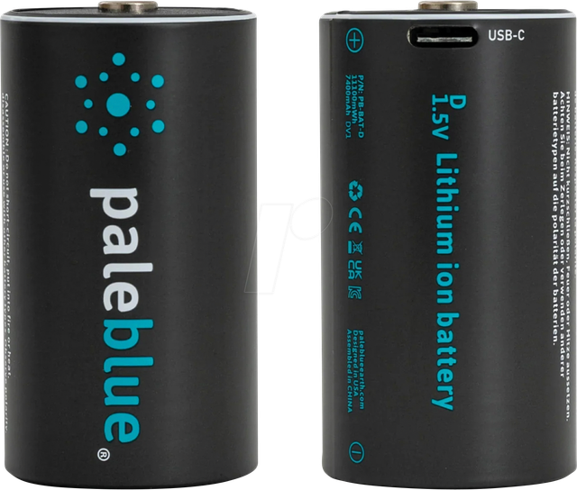 PABU 2X D USB - Li-Ion-Akku, D (Mono), 1,5 V, 7400 mAh, USB-C, 2er-Pack