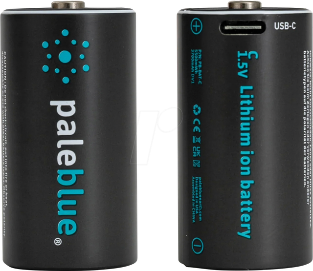 PABU 2X C USB - Li-Ion-Akku, C (Baby), 1,5 V, 3700 mAh, USB-C, 2er-Pack