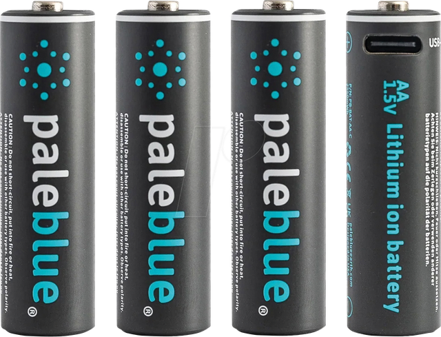 PABU 4X AA USB - Li-Ion-Akku, AA (Mignon), 1,5 V, 1700 mAh, USB-C, 4er-Pack