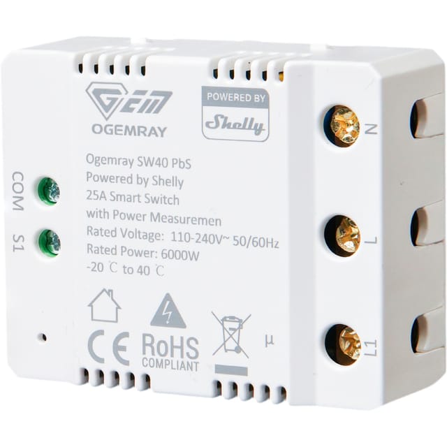 PBS SW40 - Ogemray smarter Relaisschalter 25 A, powered by Shelly