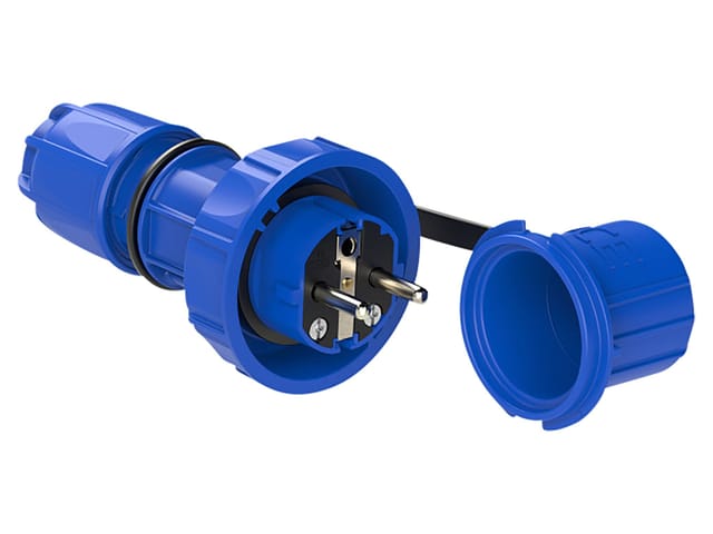 PCE 20051-B - Schutzkontaktstecker Typ EF - CEE 7/7, IP66/68, blau