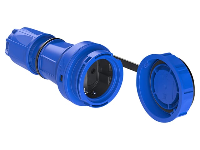 PCE 20251-B - Schutzkontaktkupplung Typ F - CEE 7/3, IP66/68, blau