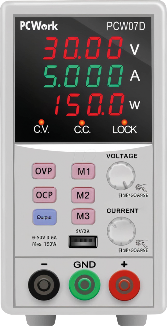PCW 07D - Labornetzgerät, 0 - 50 V, 0 - 6 A, stabilisiert, Memoryfunktion