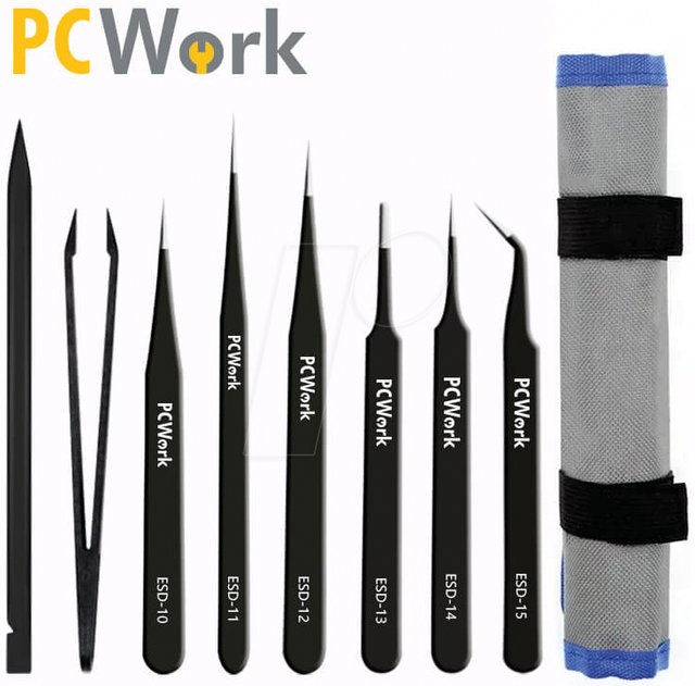 PCW 08F - Pinzettenset, ESD-sicher, 8-teilig, Edelstahl