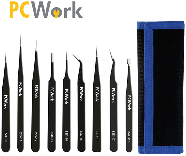 PCW 08G - Pinzettenset, ESD-sicher, 9-teilig, Edelstahl