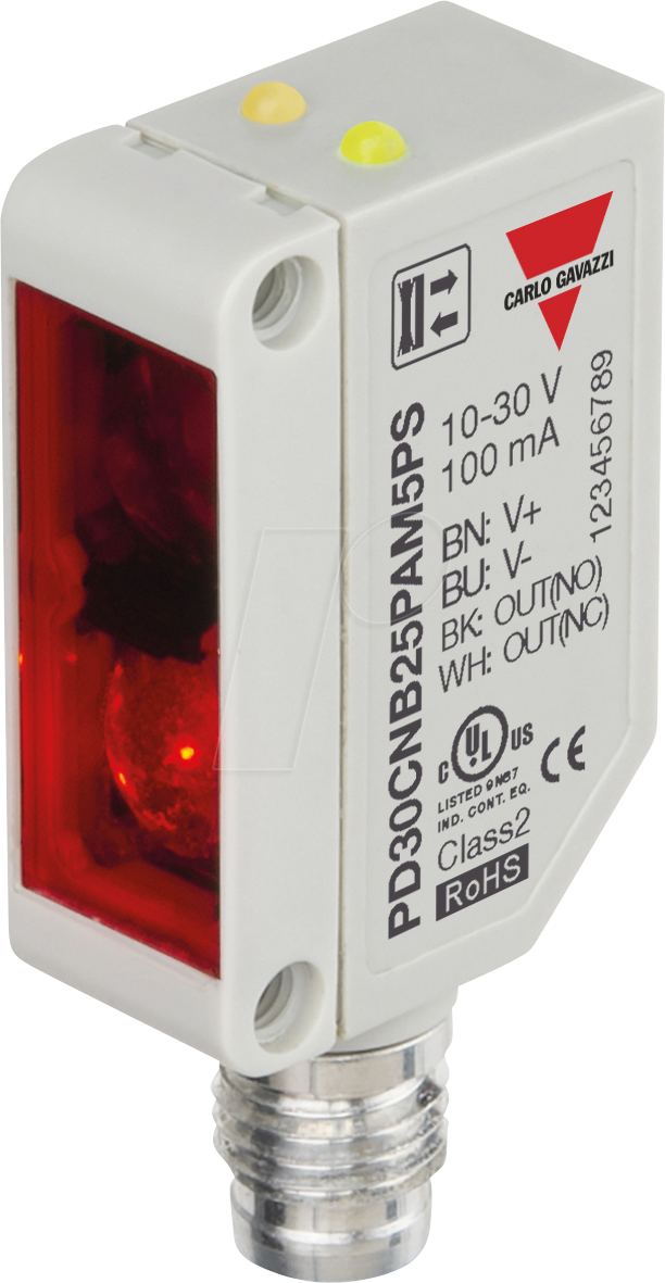 PD30CNB25PAM5PS - Miniatur-Lichttaster, Hintergrundausblend. rechteckig, bis 2,5 m