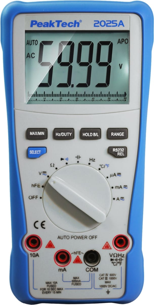 PEAKTECH 2025 A - Multimeter, digital, 6000 Counts, TRMS, Temperaturmessung