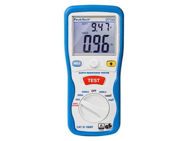PEAKTECH 2700-2 - Erdungswiderstandsprüfgerät, 2000 Counts, 20 - 2000 Ohm