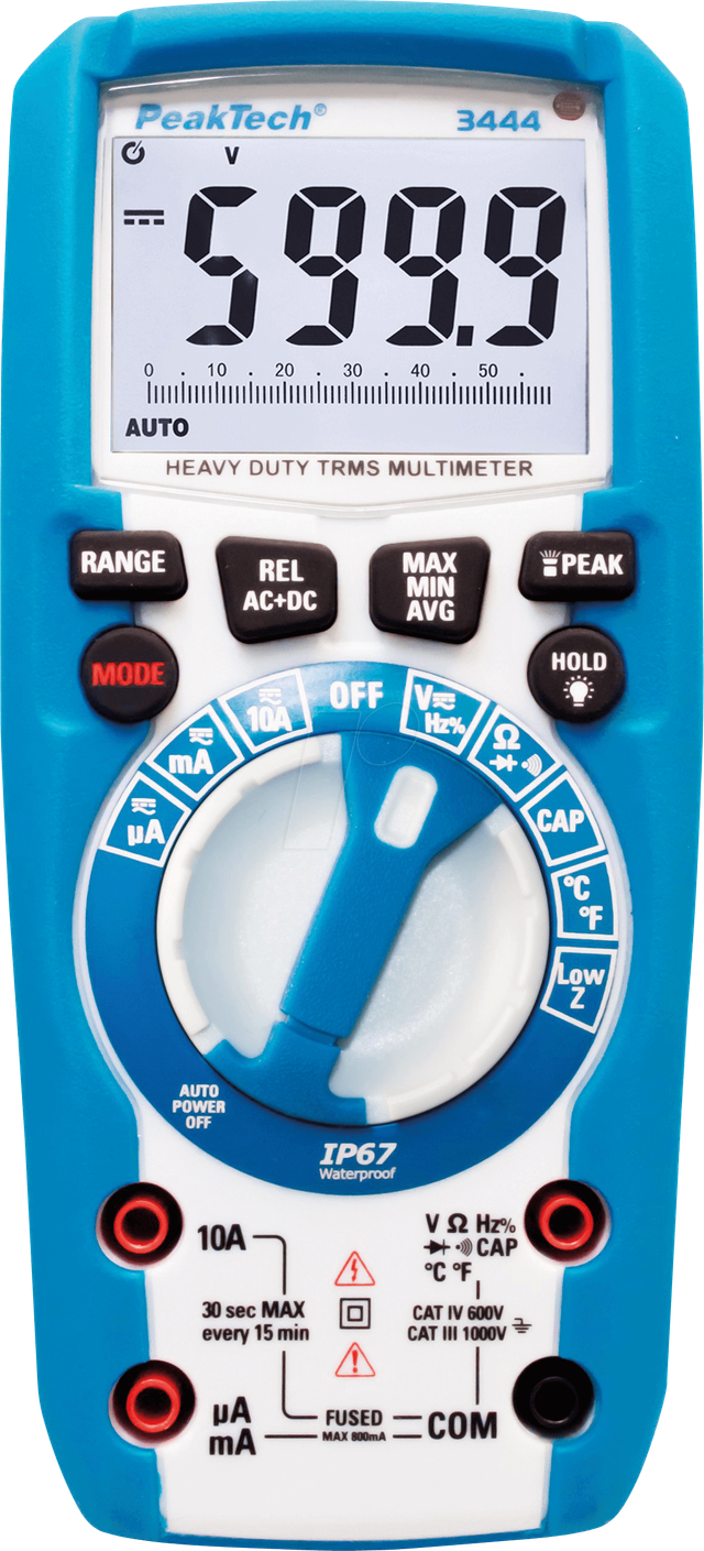 PEAKTECH 3444 - Multimeter, digital, 6000 Counts, TRMS, IP67