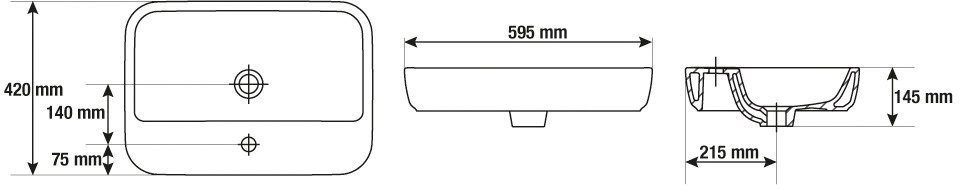 CORNAT Aufsatzwaschbecken Caspia Square (Set), inkl. Einhebelmischer