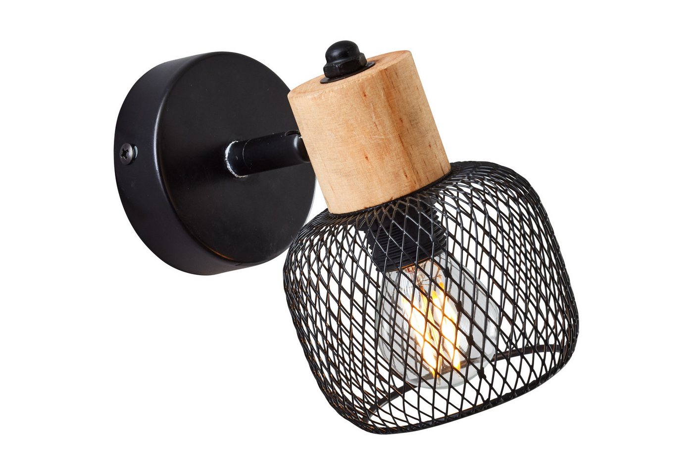 Brilliant Wandstrahler Giada, ohne Leuchtmittel, Wandlampe, 14,5 cm, E14, schwenkbar, Metall/Holz, schwarz/braun Bild 2