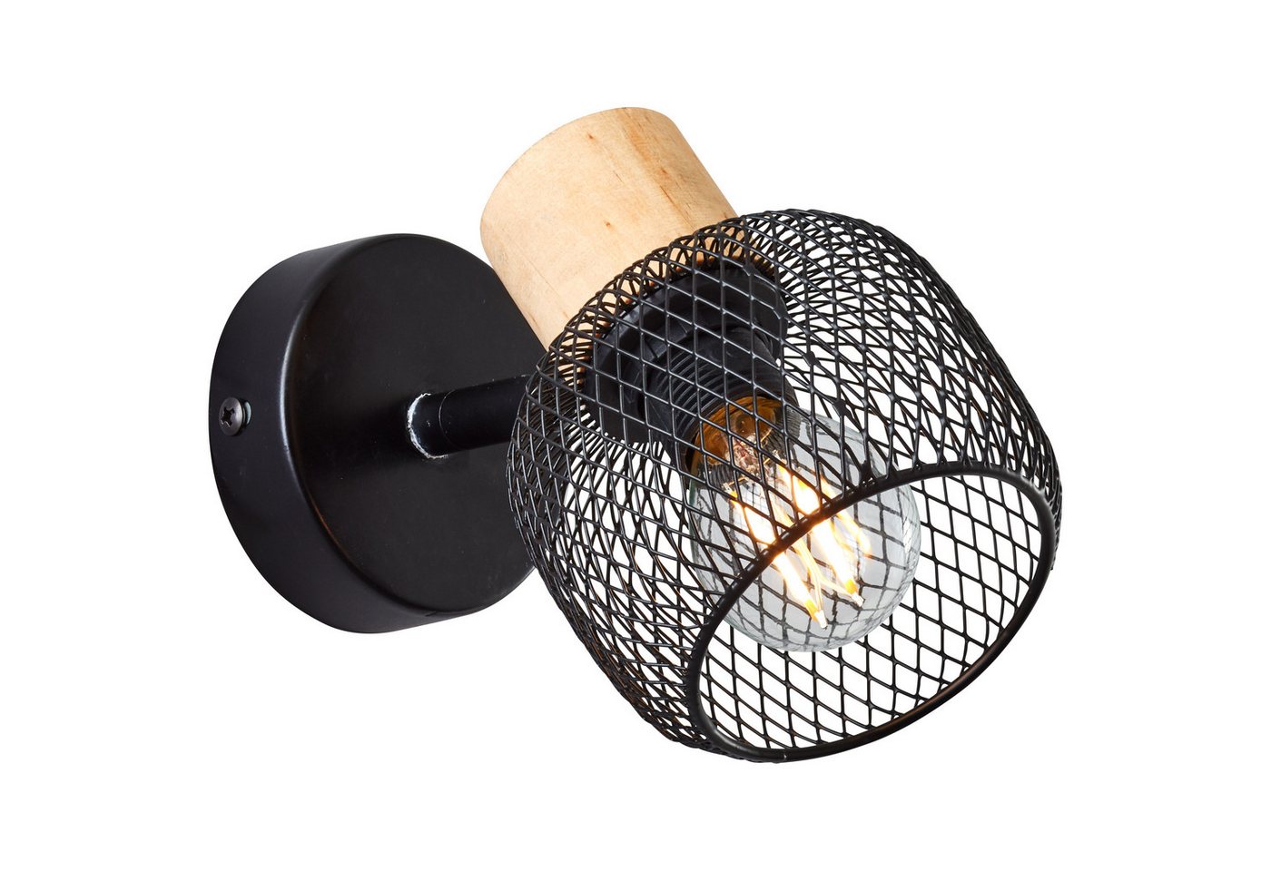Brilliant Wandstrahler Giada, ohne Leuchtmittel, Wandlampe, 14,5 cm, E14, schwenkbar, Metall/Holz, schwarz/braun Bild 3