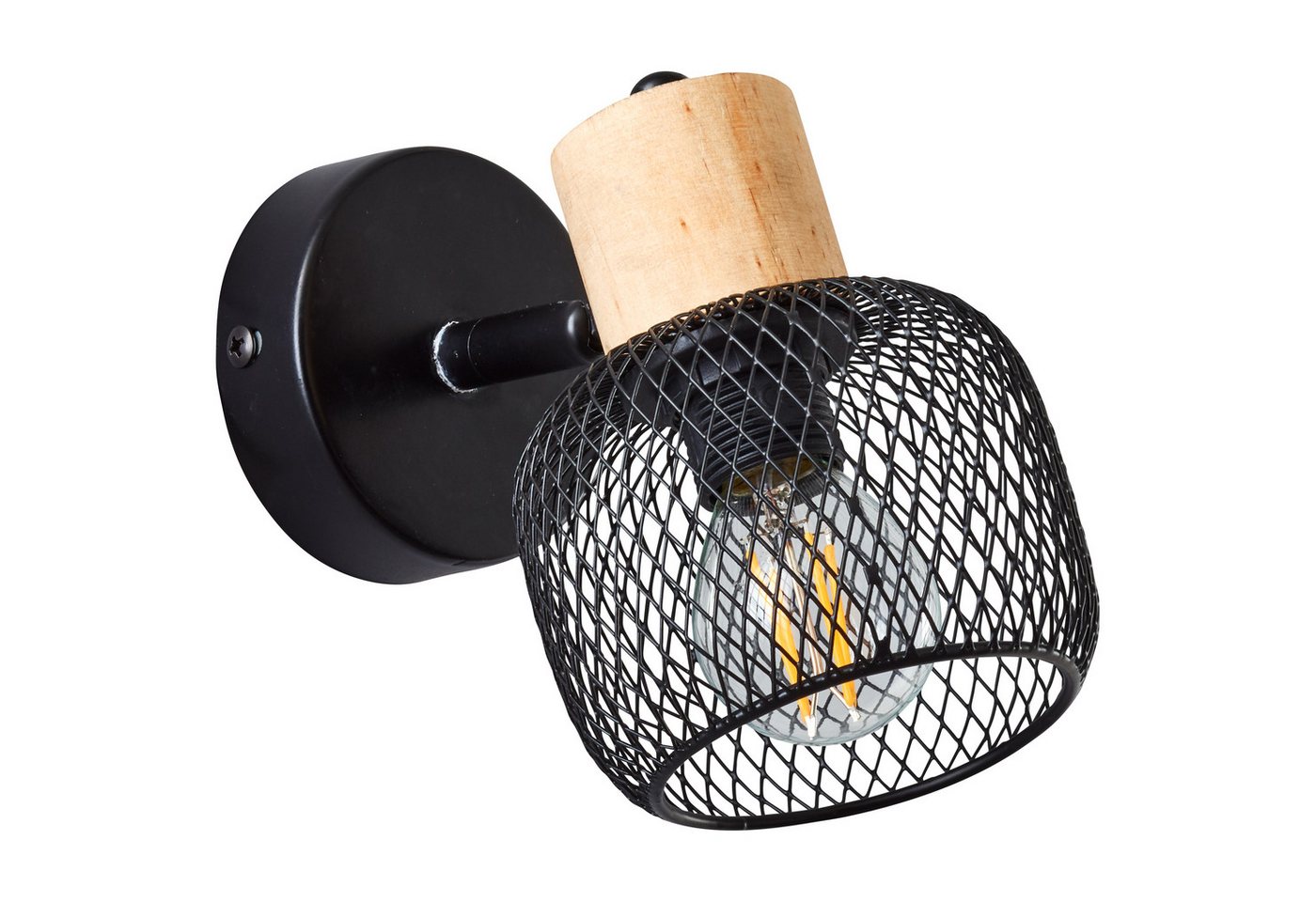 Brilliant Wandstrahler Giada, ohne Leuchtmittel, Wandlampe, 14,5 cm, E14, schwenkbar, Metall/Holz, schwarz/braun Bild 5