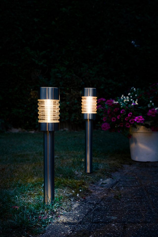 Luxform Gartenleuchte Solar-Gartenleuchten - Torino - 2 Stück - Silber, LED fest integriert, Ganzjährig Solar Bild 2