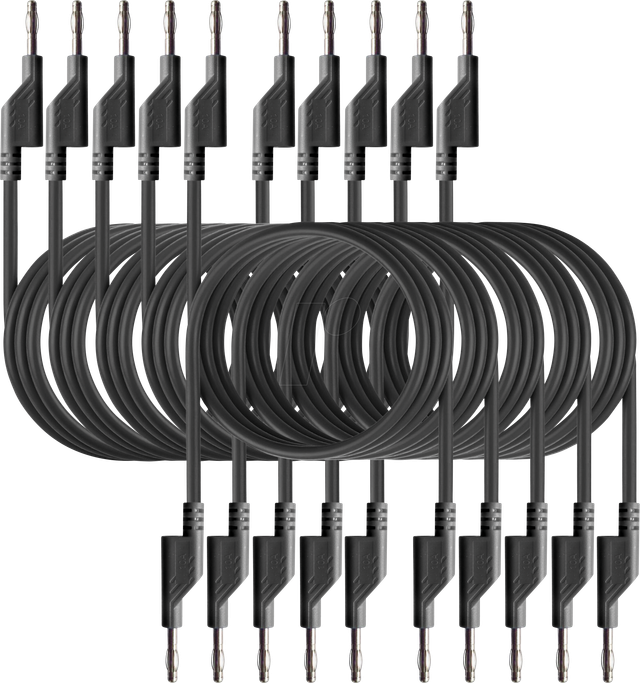 PEAKTECH 7049SW - Messleitung, 1,00 m, schwarz, stapelbar, 10er Pack