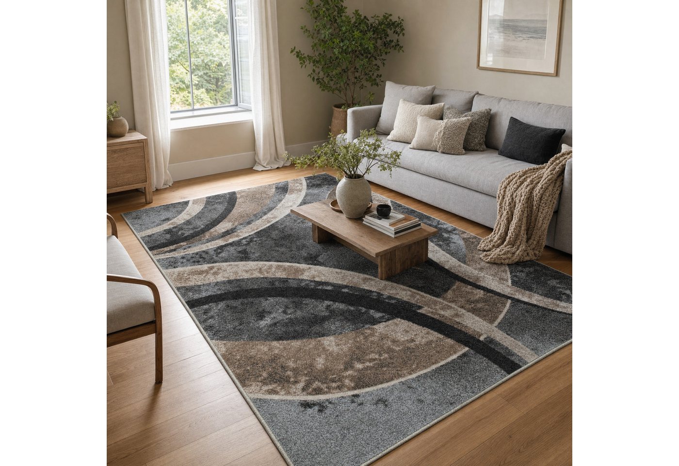 OTTO home Teppich Flow, geometrisches Design, rechteckig, Höhe: 9 mm, grafisch, abstrakt, elegant, Wohnzimmer, Schlafzimmer