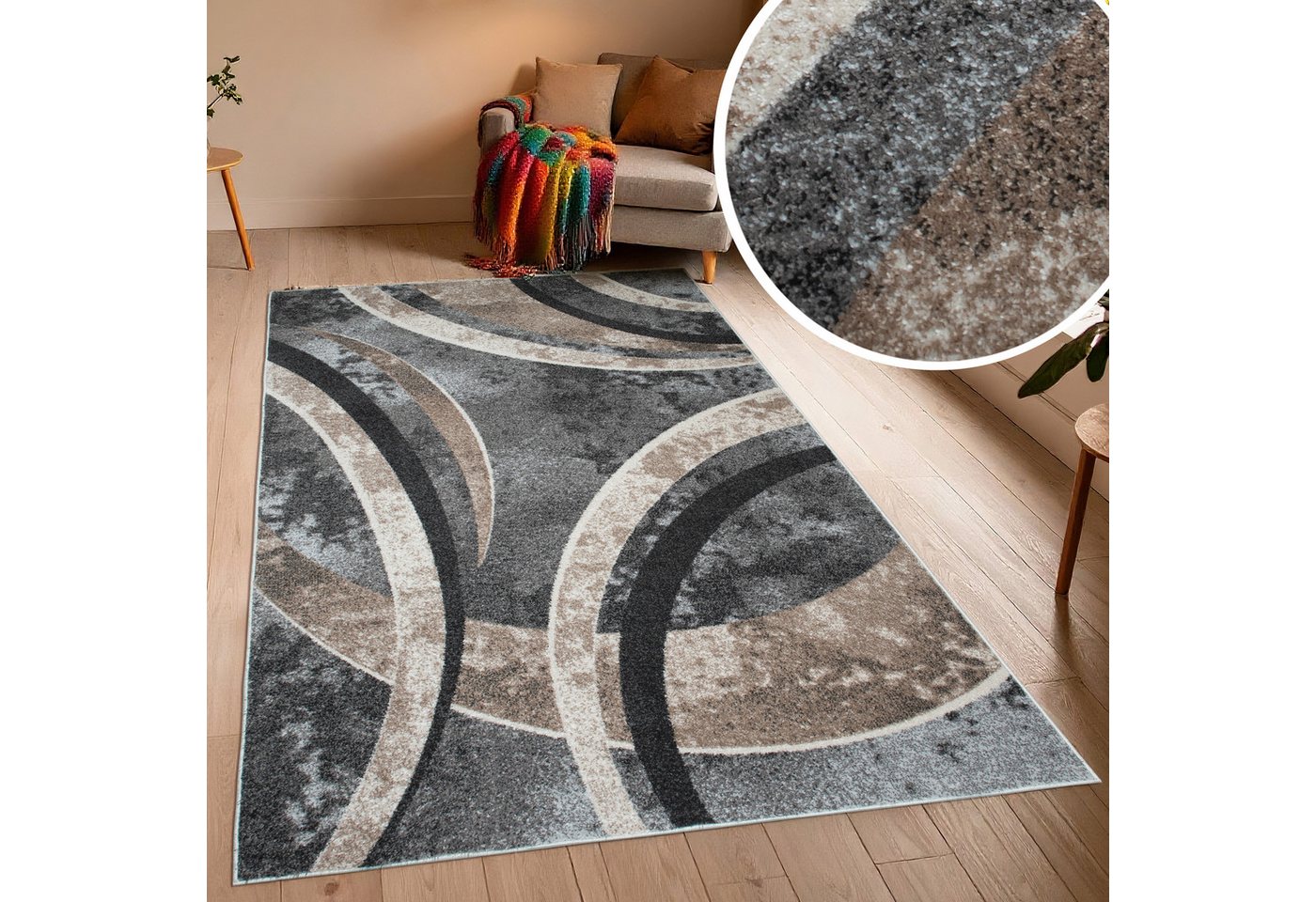 OTTO home Teppich Flow, geometrisches Design, rechteckig, Höhe: 9 mm, grafisch, abstrakt, elegant, Wohnzimmer, Schlafzimmer Bild 5